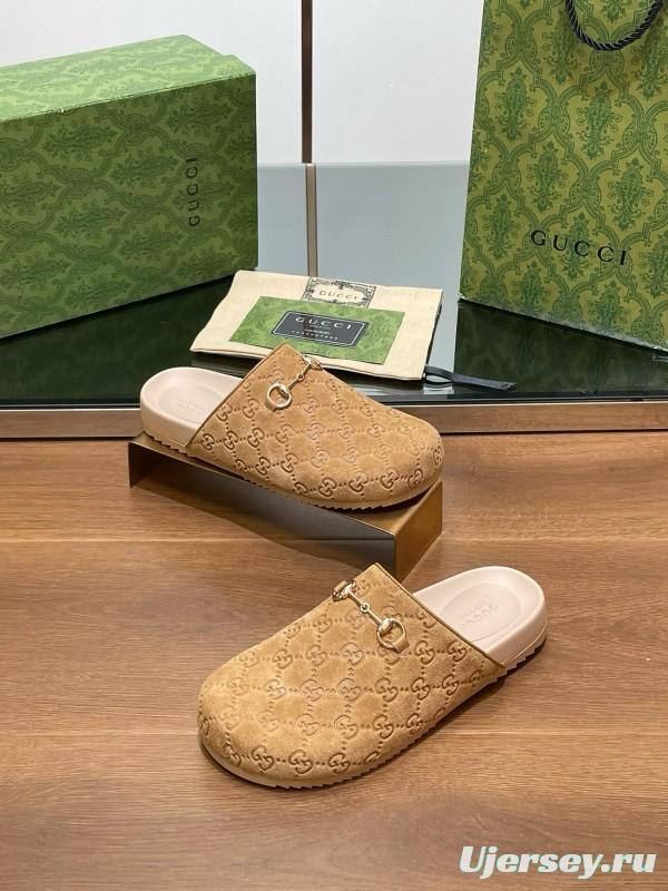 2024 Slippers Gucci Beige Suede Slippers MJ00280