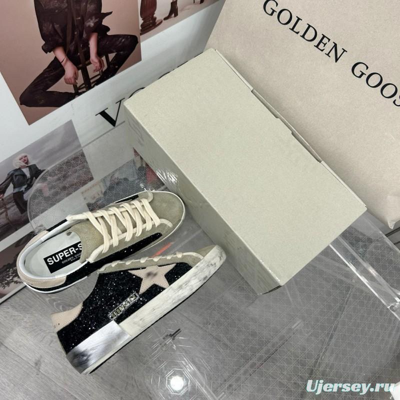 2025 Women GGDB Black Glitter Suede Leather Sneakers MJ00260