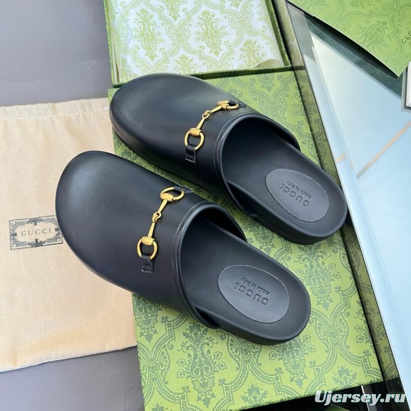 2024 Slippers Gucci Black Leather Slippers