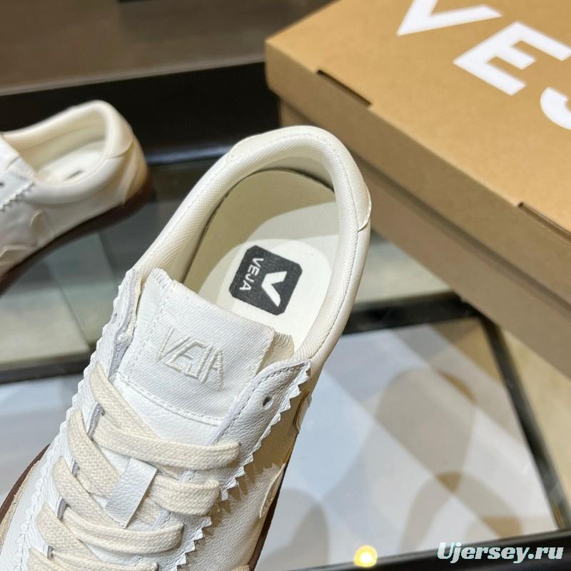 2025 Women VEJA White Beige Leather Suede Sneakers MJ00251