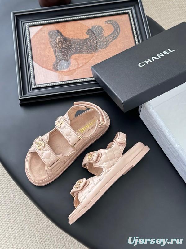 2025 Women Chanel Beige Leather Sandals LY00320
