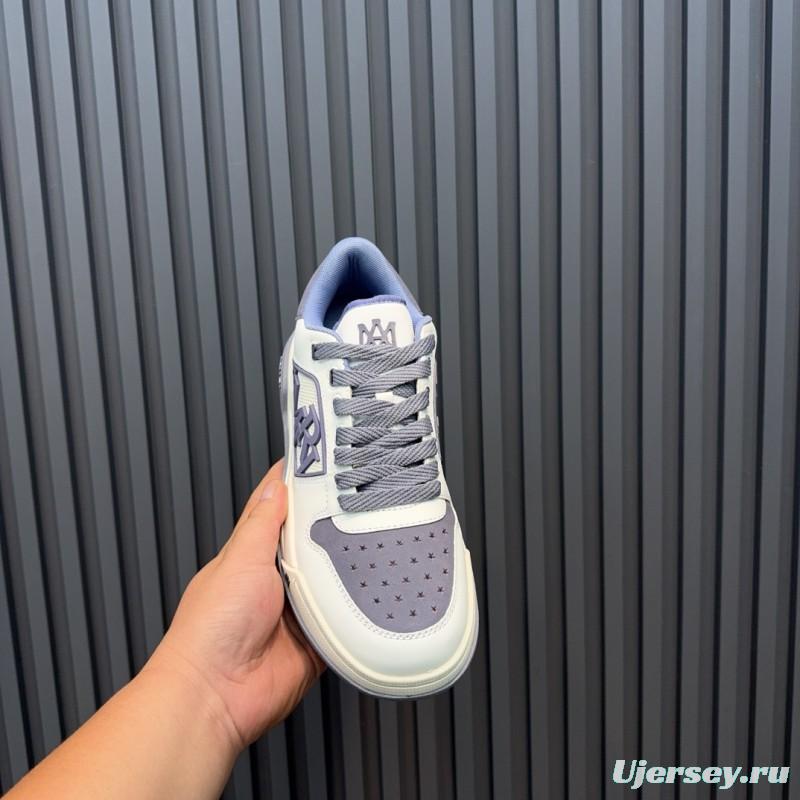 2025 Unisex Amiri White Grey Leather Sneakers MJ00360