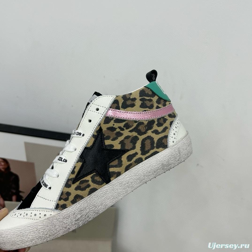 2024 Unisex GGDB Leopard Pink Green Leather Suede High Top Sneakers MJ00300