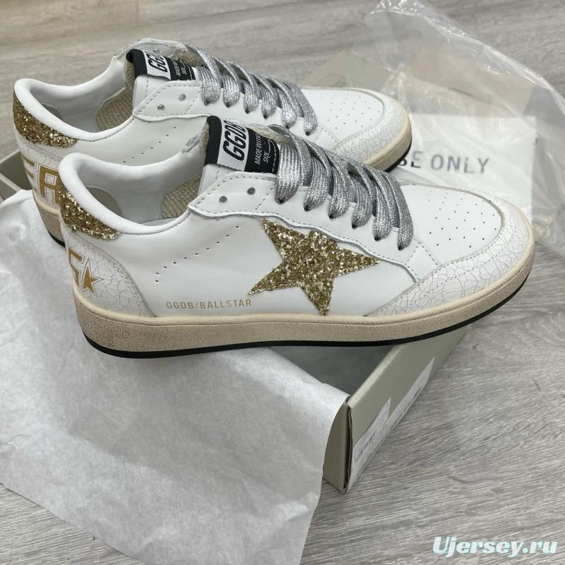 2024 Unisex GGDB White Gold Glitter Leather Low Top Sneakers MJ00260