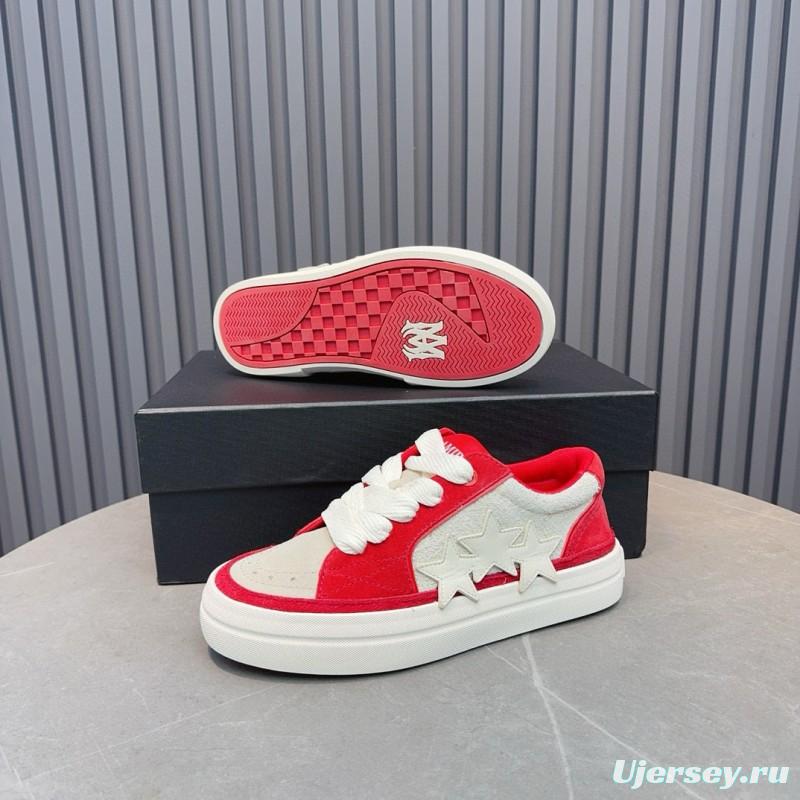 2024 Unisex Amiri Red White Canvas Sneakers MJ00300