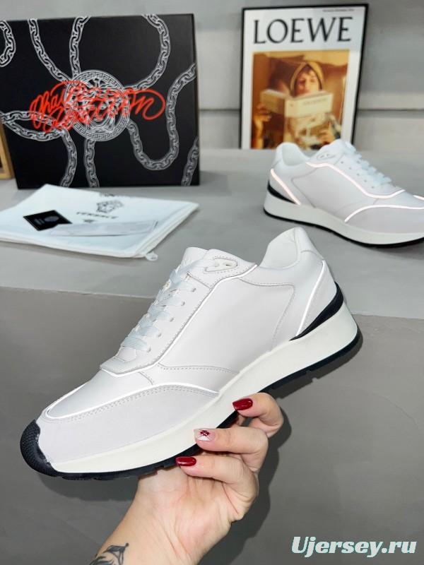 2025 Men VERSACE White Grey Leather Suede Sneakers LY00320