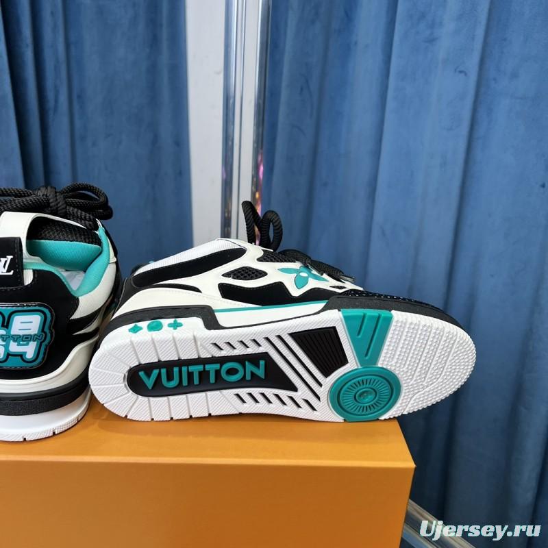 2025 Unisex Louis Vuitton White Black Blue Leather Trainer