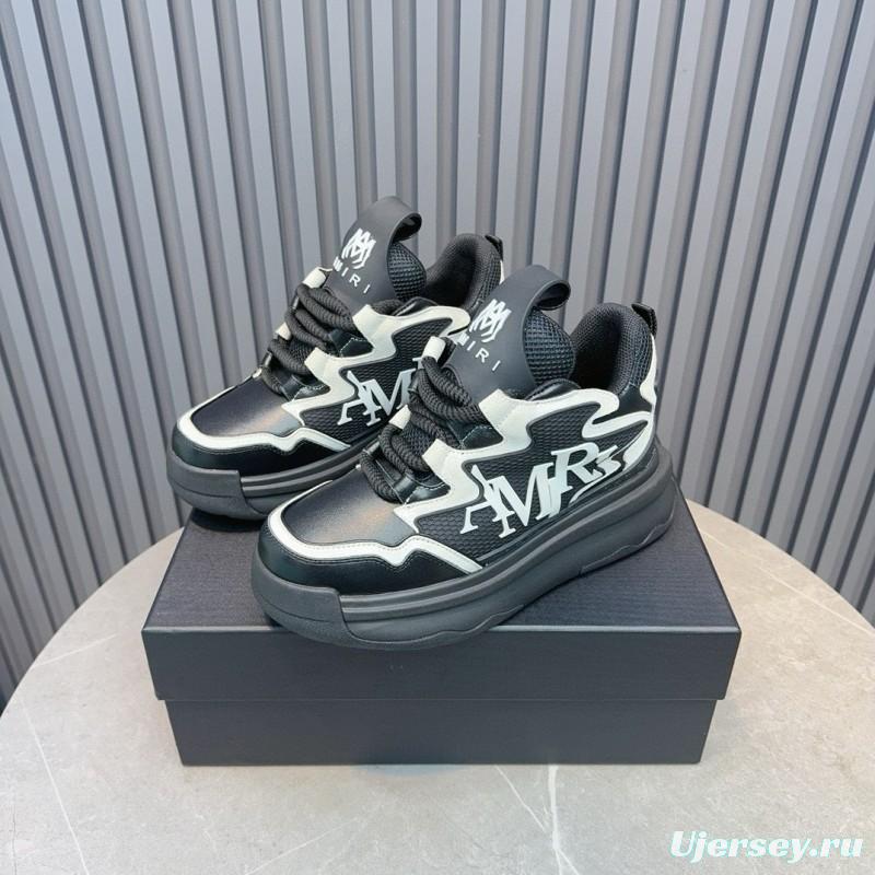 2024 Unisex Amiri Black White Mesh Leather Sneakers MJ00410