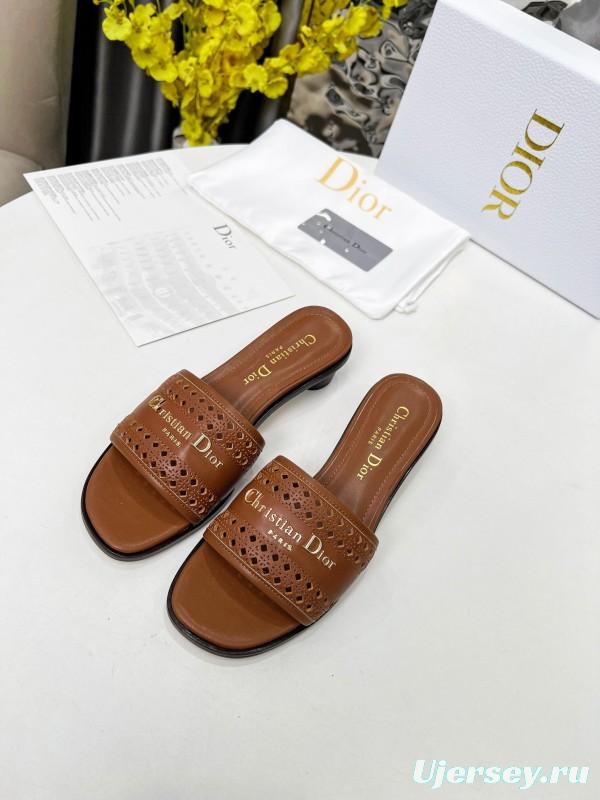 2025 Women Dior Brown Leather Sandals LY00210