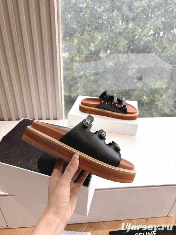 2025 CELINE Black Leather Slippers