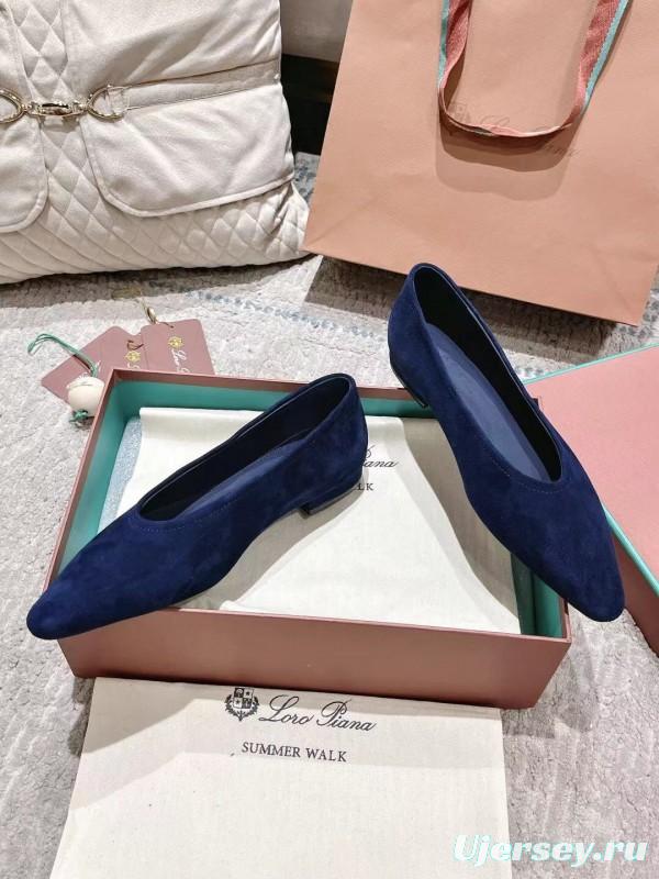 2025 Women LP Navy Suede Ballet Flats