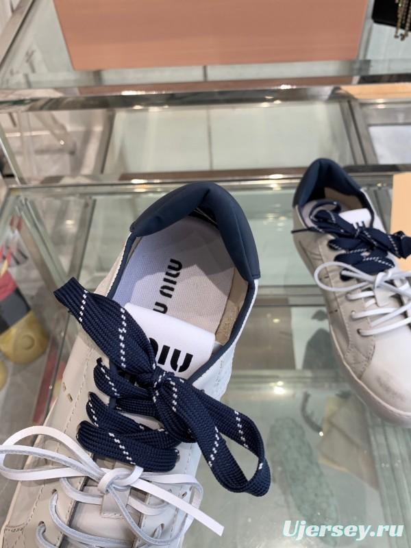 2025 Women Miu Miu White Leather Sneakers LY00290