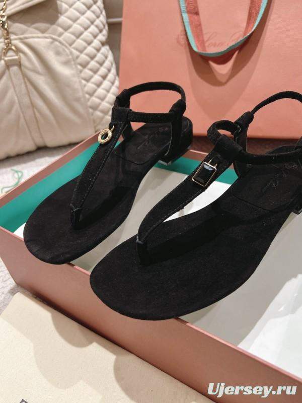 2025 Women LP Black Suede Sandals LY00000