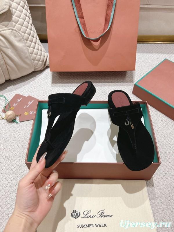 2025 Women LP Black Suede Slippers LY00250