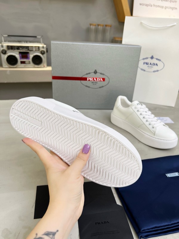 2024 Unisex Prada White Leather Sneakers MJ00310