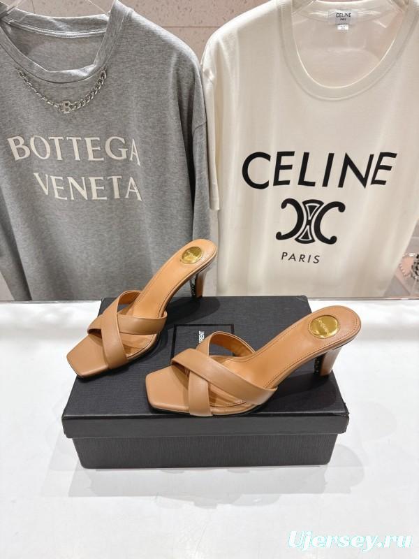 2025 Women Yves Saint Laurent Beige Leather High Heels