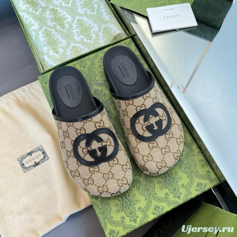 2024 Slippers Gucci beige black fabric mule MJ00280