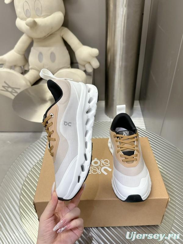 2025 Unisex Loewe White Beige Mesh Leather Sneakers