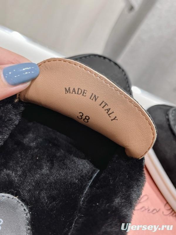 2024 Women LP Black Suede Fur Loafers