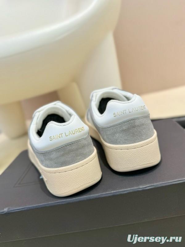 2024 Unisex Yves Saint Laurent White Grey Suede Leather Mesh Sneaker MJ00350
