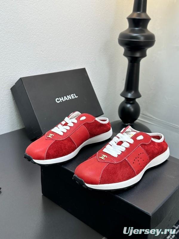 2025 Women Chanel Red Leather Casual Sneakers Fashion Craft LY00360(F)