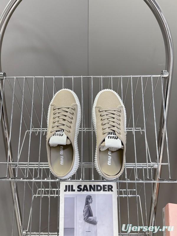 2025 Women Miu Miu Beige Canvas Sneakers LY