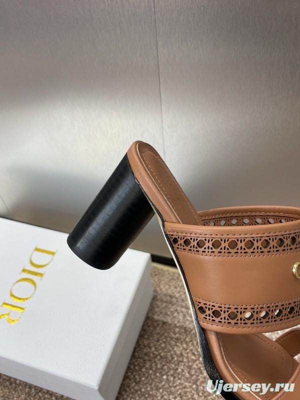 2025 Women Dior Brown Leather Sandals