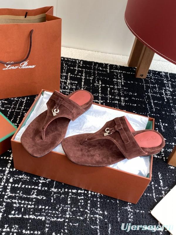 2025 Women Le Parmentier Brown Suede Slippers KFY00280