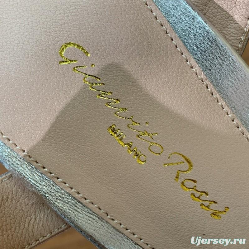 2025 Women Gianvito Rossi Silver Leather Platform Sandals