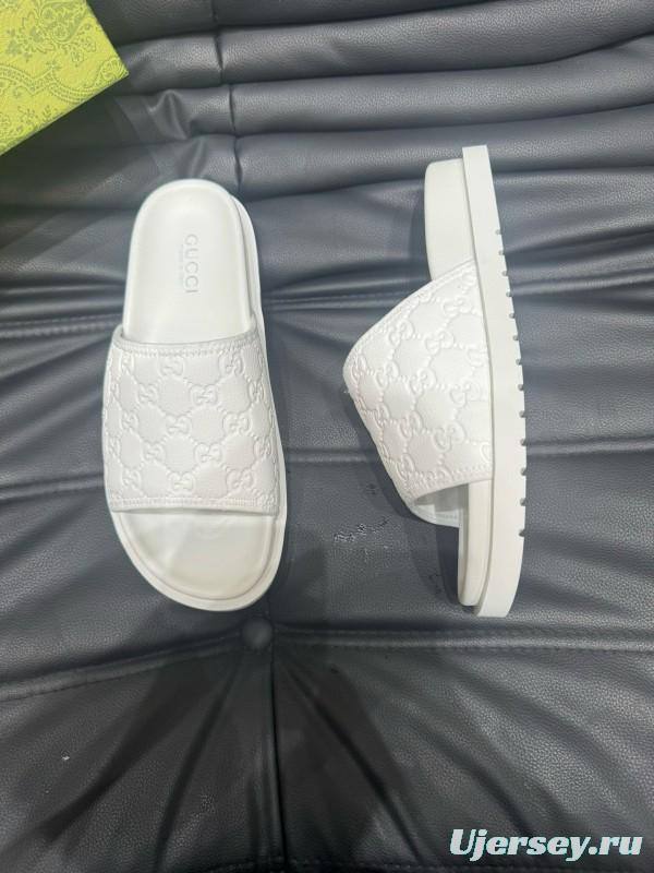 2024 GUCCI White Leather Slippers MJ00200