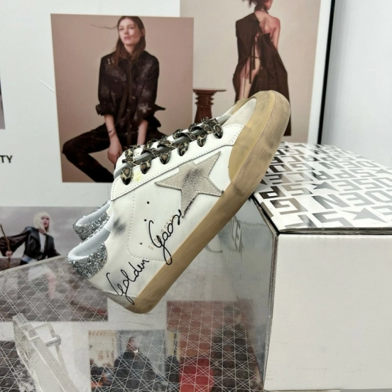 2025 Women GGDB White Grey Leather Sneakers