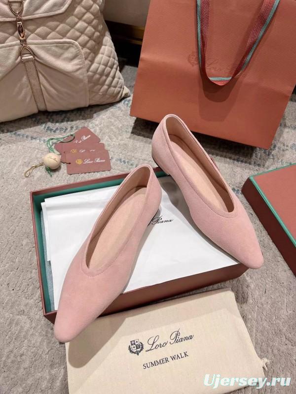 2025 Women LP Pink Suede Ballet Flats LY00300