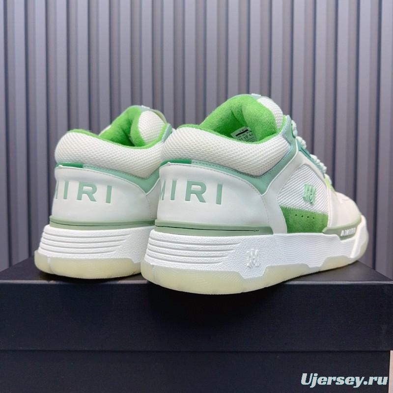 2024 Unisex Amiri White Green Leather Mesh Sneakers MJ00360