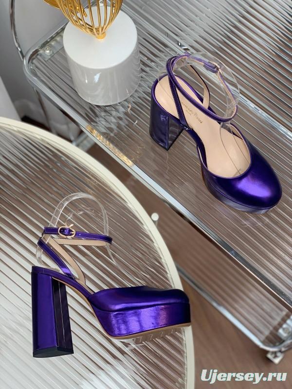 2025 Women Gianvito Rossi Purple Patent Leather High Heel Sandals
