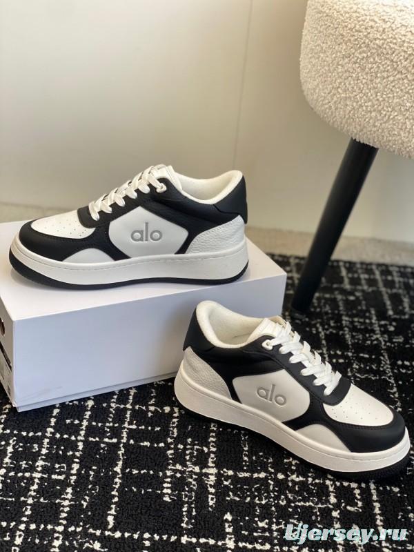 2025 Women Alo Black White Leather Sneakers KFY00280