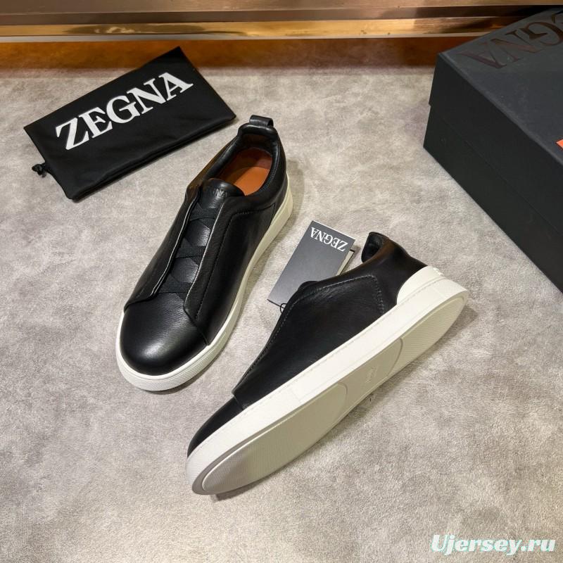 2024 Men Ermenegildo Zegna Black Calfskin Sneakers