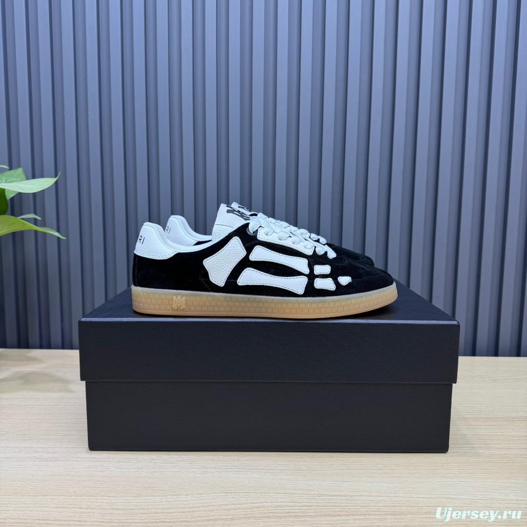 2025 Unisex Amiri Black White Leather Suede Sneakers Skeleton Design LY00280