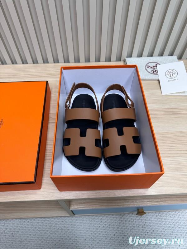 2025 Women Hermès Brown Leather Sandals
