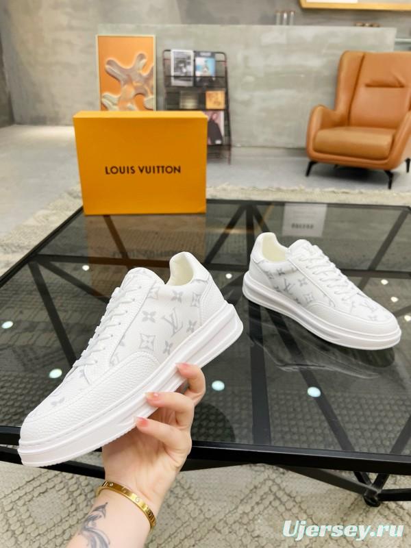2024 Men Louis Vuitton White Leather Mesh Sneakers MJ00400