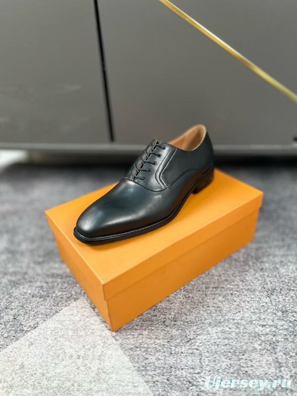 2024 Men Louis Vuitton Black Leather Leather Oxford MJ00380