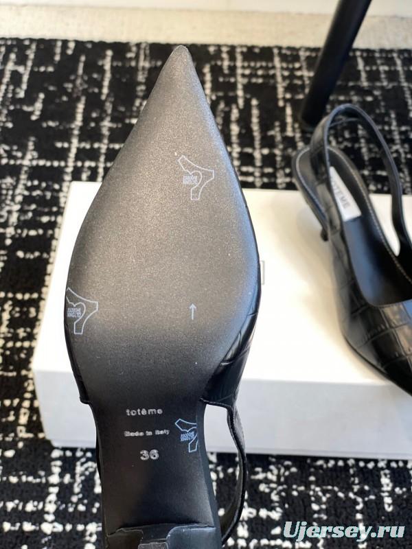 2025 Women Toteme Black Leather Slingback Pointed Toe KFY00290