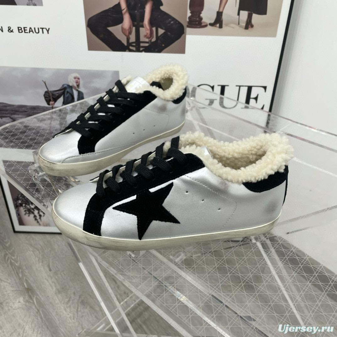 2025 Women GGDB Black White Leather Shearling Sneaker