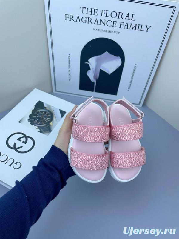 2025 Kids Gucci Black Pink Fabric Sandals
