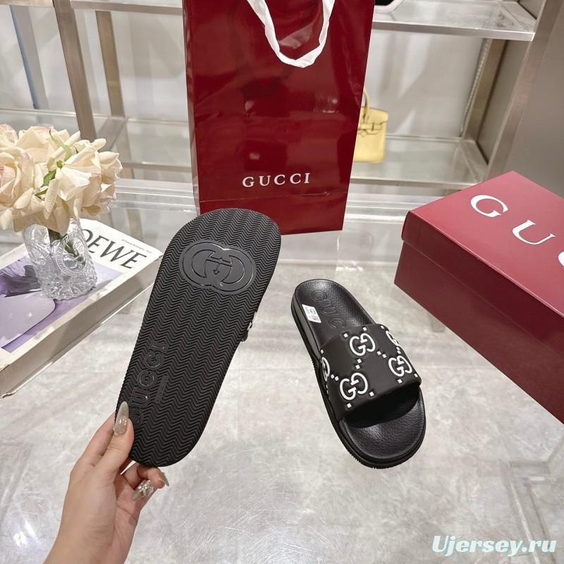 2025 Gucci Black Rubber Slippers