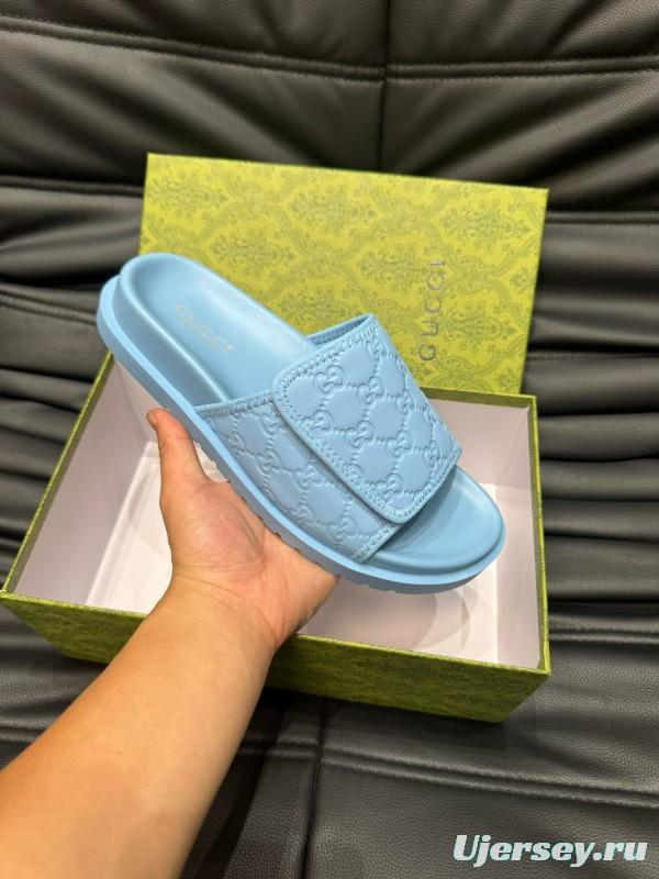 2024 Slippers Gucci Light Blue Synthetic Leather Slippers MJ00200