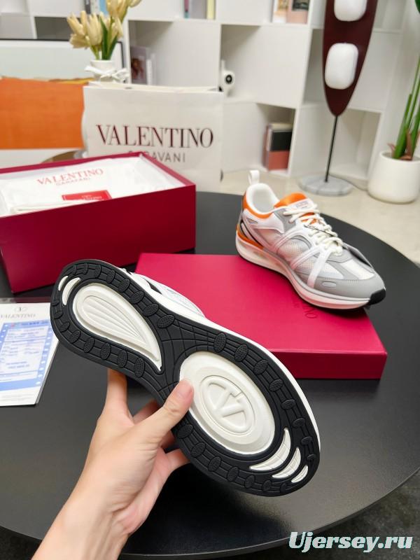 2025 Unisex Valentino White Orange Grey Mesh Fabric Sneakers Vlogo Welding LY00410