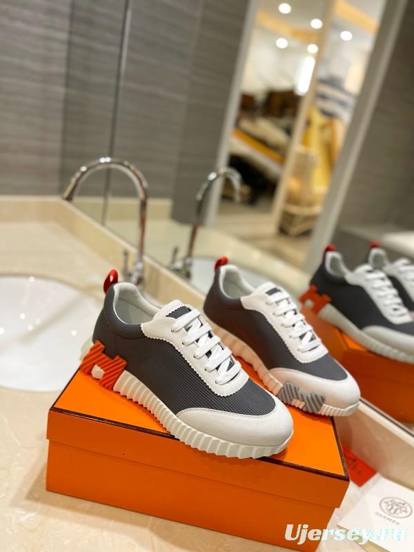 2024 Unisex Hermès Black White Imported Silk Sheepskin Imported Suede Casual Sneakers MJ00320