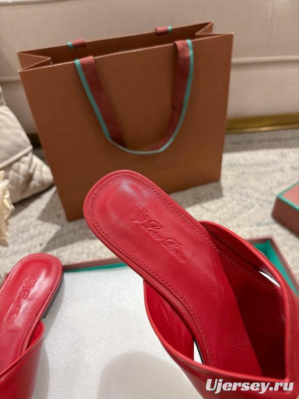 2025 Slippers LP Red Leather Slippers LY00270