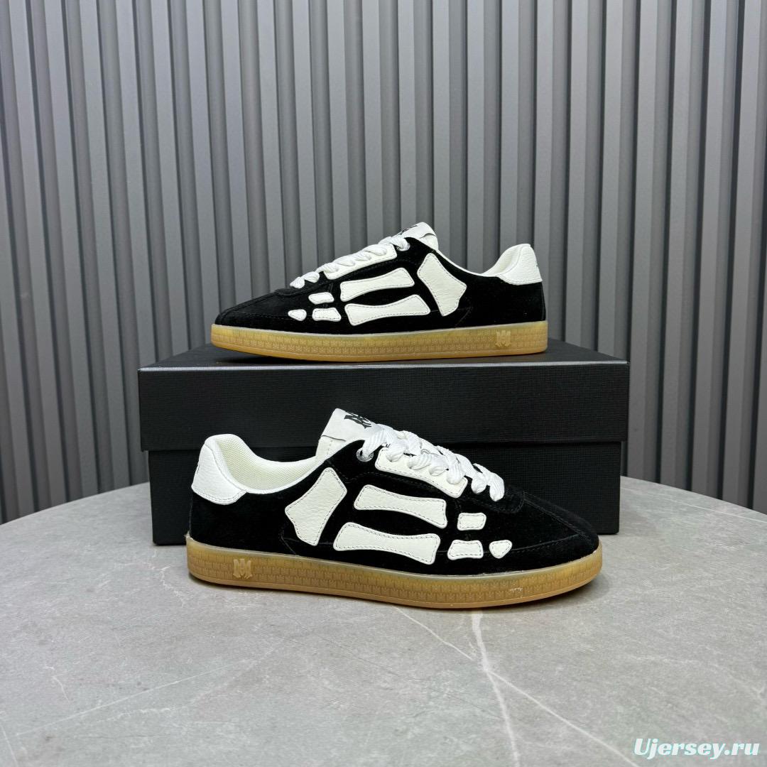 2024 Unisex Amiri Black White Suede Leather Sneakers MJ00300