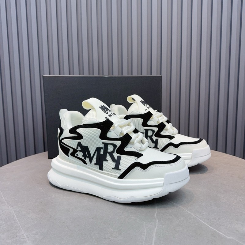 2024 Unisex Amiri White Black Mesh Leather Sneakers MJ00410
